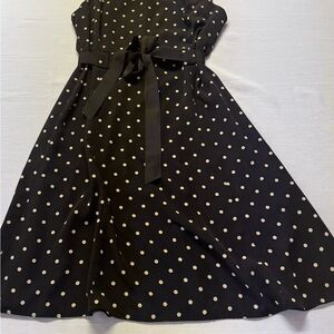Studio I Black Polka Dot Fit & Flare Dress Size 14 Belted
